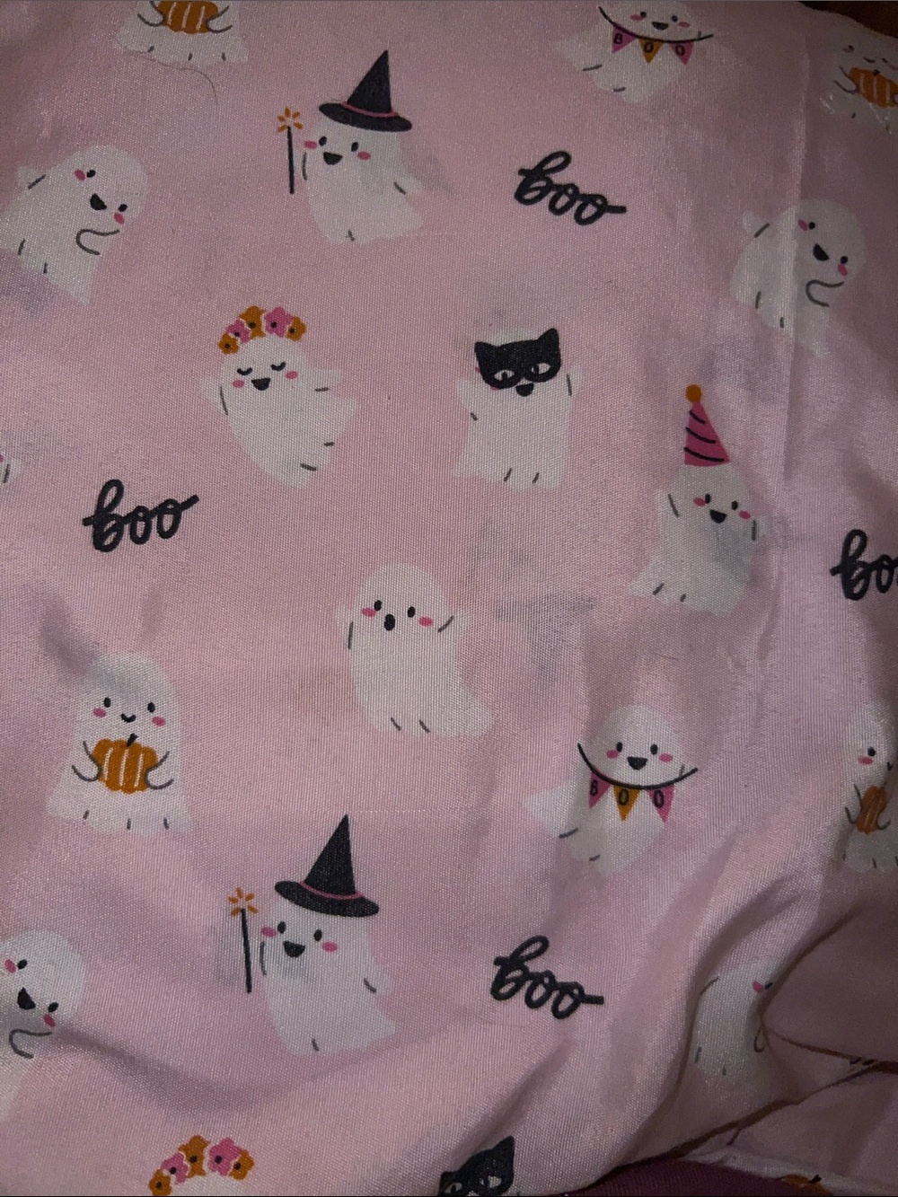 Cute Pink Halloween Ghost Boo Fitted & Flat Sheets